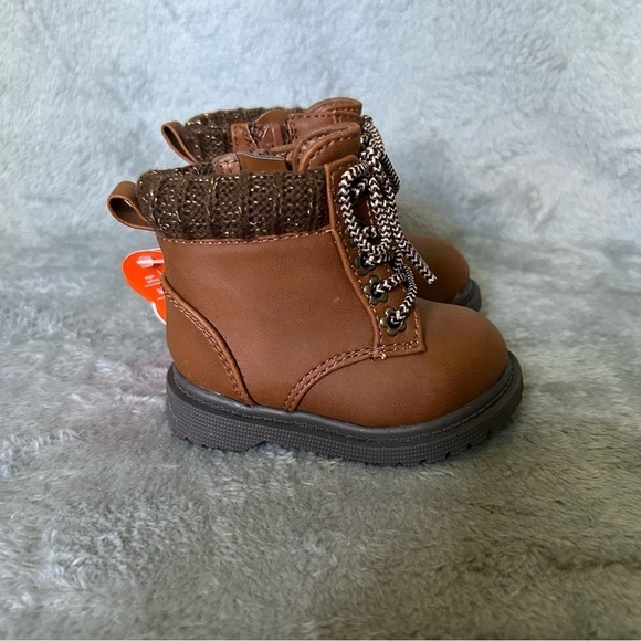 Wonder Nation‎ Hiker Boots Baby Toddler Girls Size 2 Brown Side Zip Booties - Picture 1 of 10